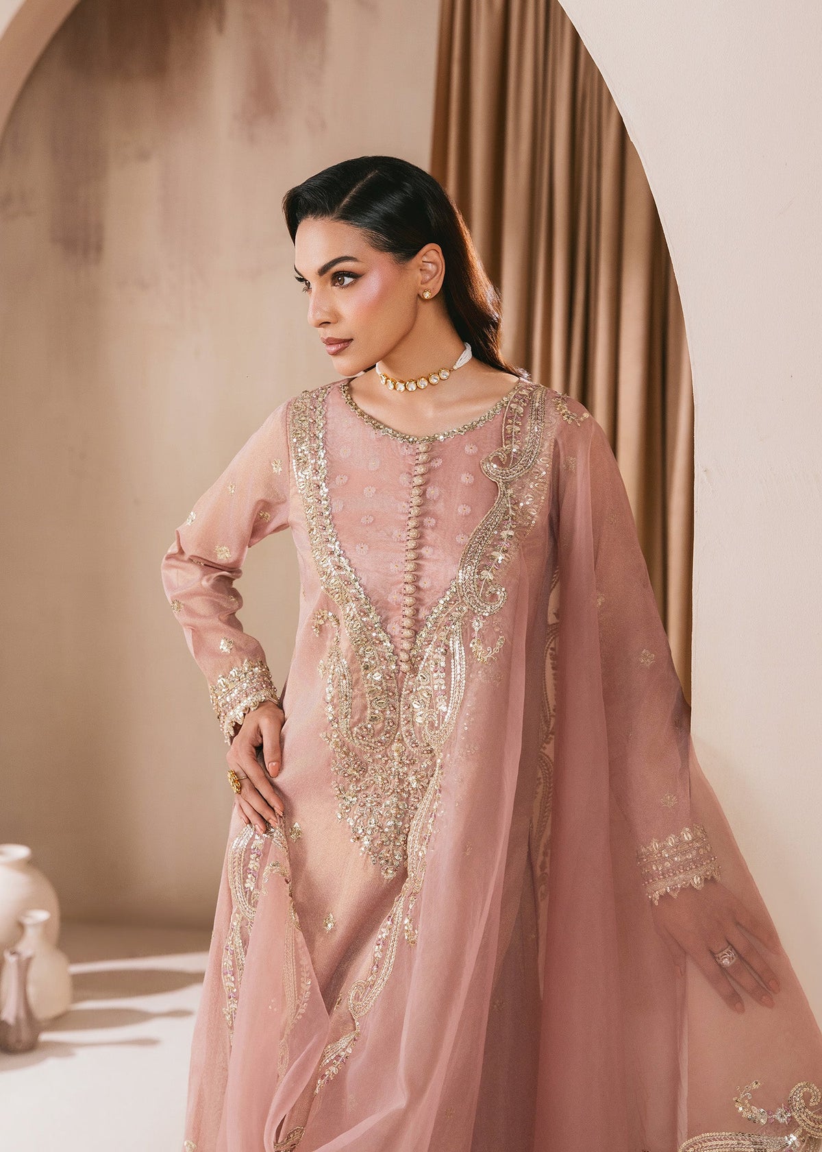 Blush Pink Embroidered Masuri Sharara Online in Dubai UAE Abudhabi Ajman Sharjah