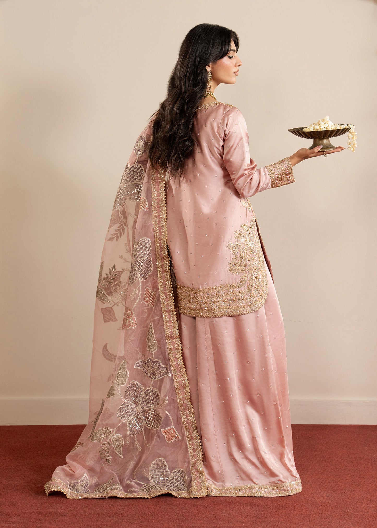 Blush Pink Embroidered Organza Pakistani Suit Online in Sri Lanka India Australia