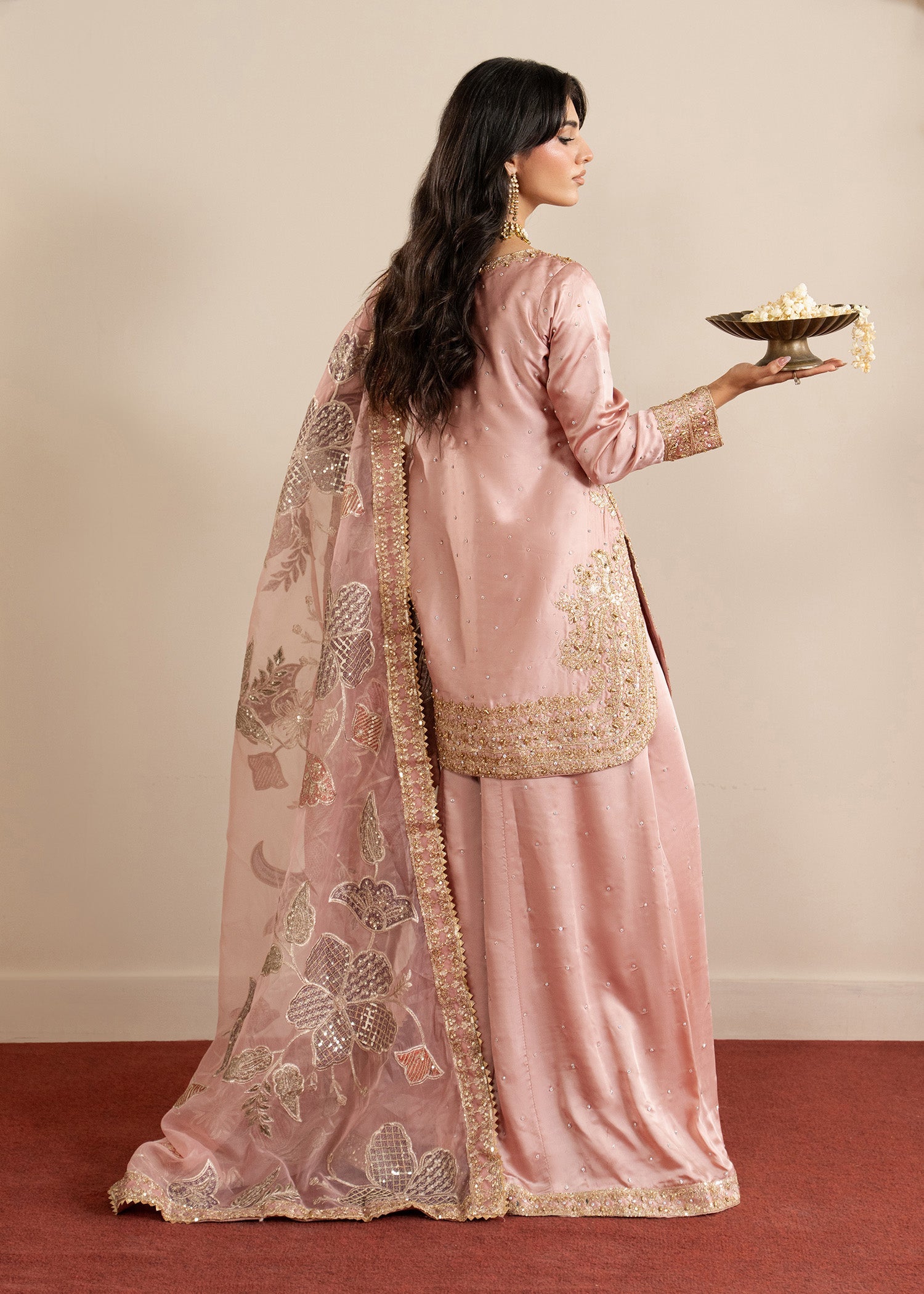 Blush Pink Embroidered Organza Pakistani Suit Online in Sri Lanka India Australia