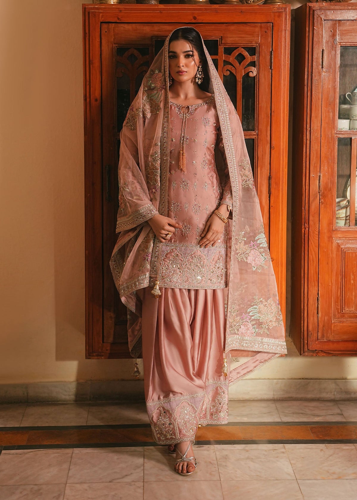 Blush Pink Embroidered Silk Salwar Suit for Women Online in Dubai UAE Abudhabi Ajman Sharjah