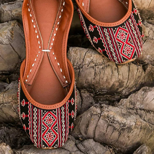 Boho Chic Black Silk Khussa Footwear Online in UK USA Canada