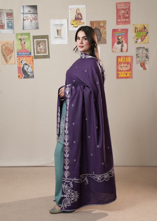 Bondi Blue Embroidered Khaddar 3 Piece Suit Online in Dubai DXB UAE Abudhabi Meena Bazaar