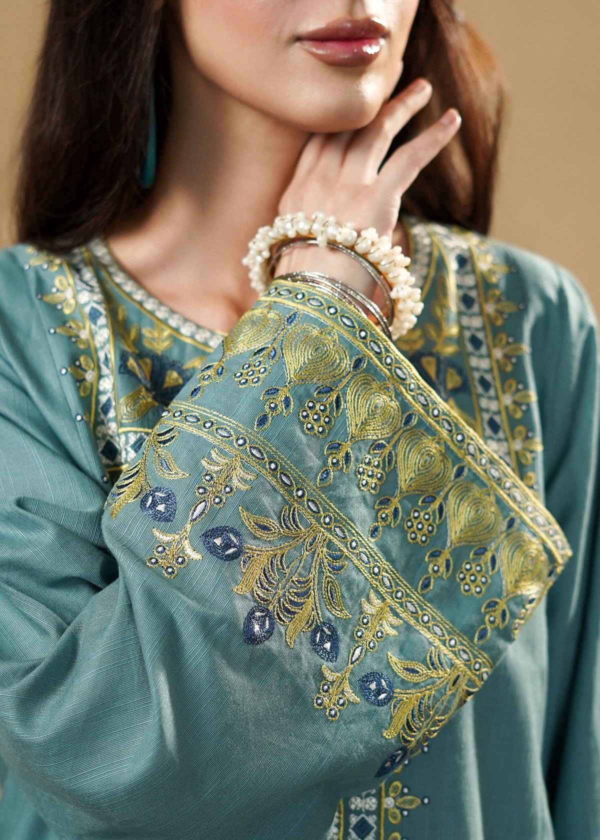 Bondi Blue Slub Khaddar Farshi Shalwar Stitched Online in Sri Lanka India Australia