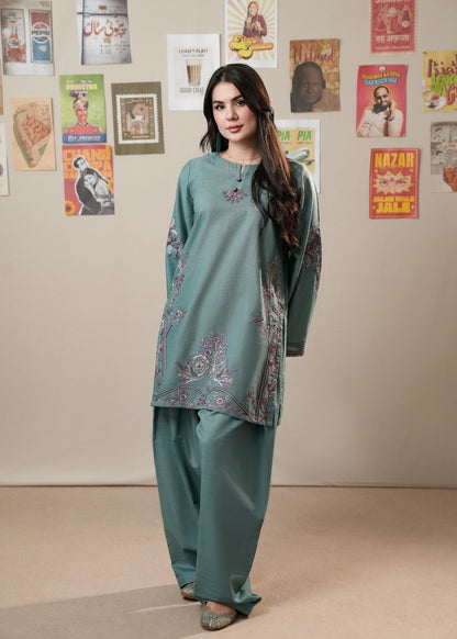 Bondi Blue Slub Khaddar Straight Kurta Pakistani Designer Suits Online in Sri Lanka India Australia