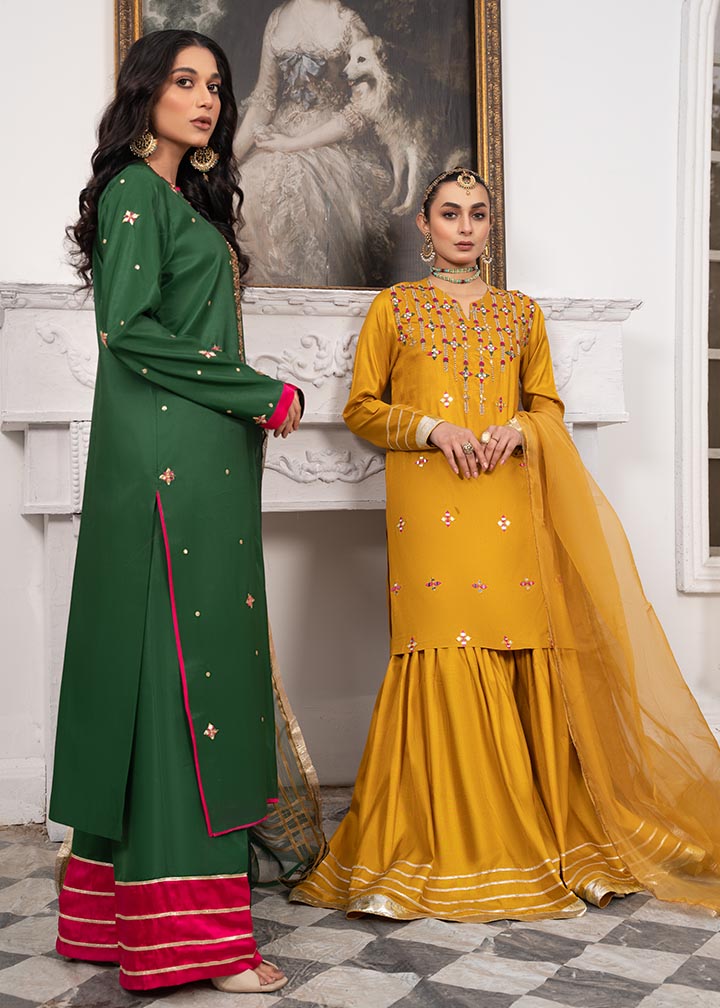 Bottle Green Adda Work Silk Suit for Women Online in UK USA Canada