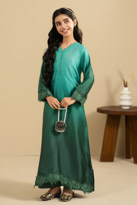Bottle Green Applique Silk Festive Suit Online in Dubai UAE Abudhabi Ajman Sharjah