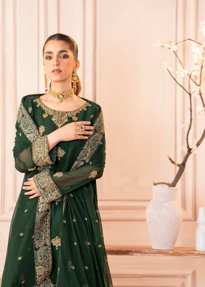 Bottle Green Chiffon Adda Work Festive Wear Online in Sri Lanka India Australia