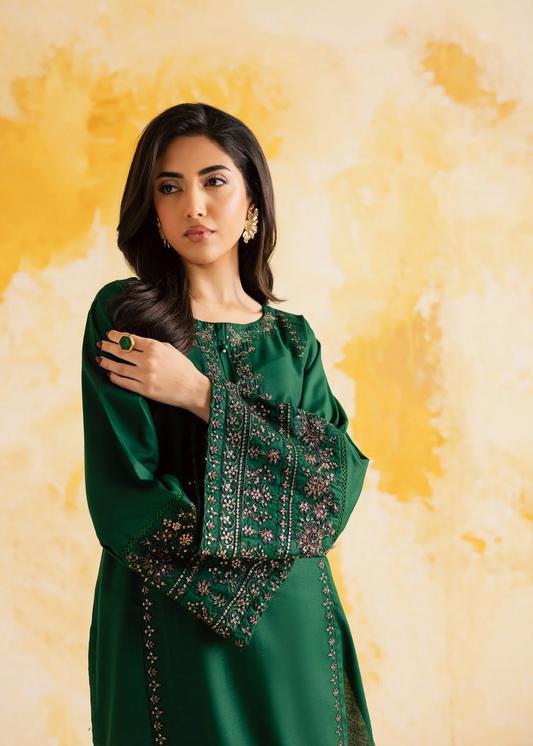 Bottle Green Cotton Kurta Set for Women Online in KSA Riyadh Saudi Arabia Oman Bahrain Qatar