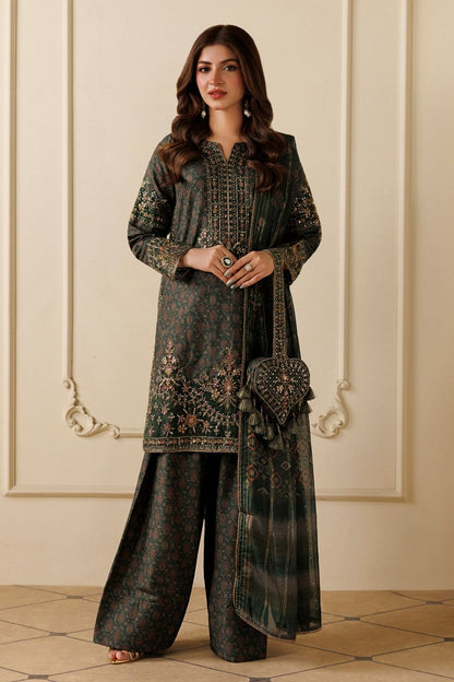Bottle Green Embroidered Blended Khaddar Farshi Shalwar Online in Dubai UAE Abudhabi Ajman Sharjah