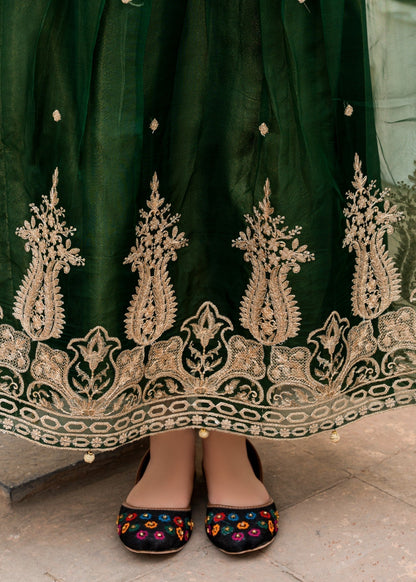 Bottle Green Embroidered Masuri 3 Piece Suit Online in Dubai UAE Abudhabi Ajman Sharjah