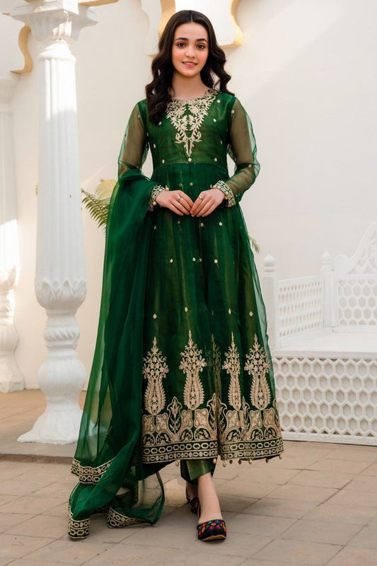 Bottle Green Embroidered Masuri Festive Suit Online in Dubai UAE Abudhabi Ajman Sharjah