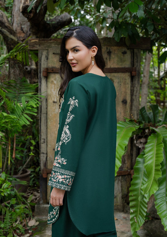 Bottle Green Khaddar Straight Trouser Kurta Set Online in Sri Lanka India Australia