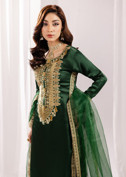 Bottle Green Organza Dupatta Silk Suit Online in Dubai DXB UAE Abudhabi Meena Bazaar