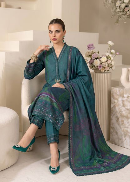 Bottle Green Raw Silk Embroidered Party Wear Suit Online in Dubai DXB UAE Abudhabi Meena Bazaar