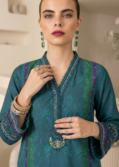 Bottle Green Raw Silk Embroidered Salwar Kameez Online in KSA Riyadh Saudi Arabia Oman Bahrain Qatar