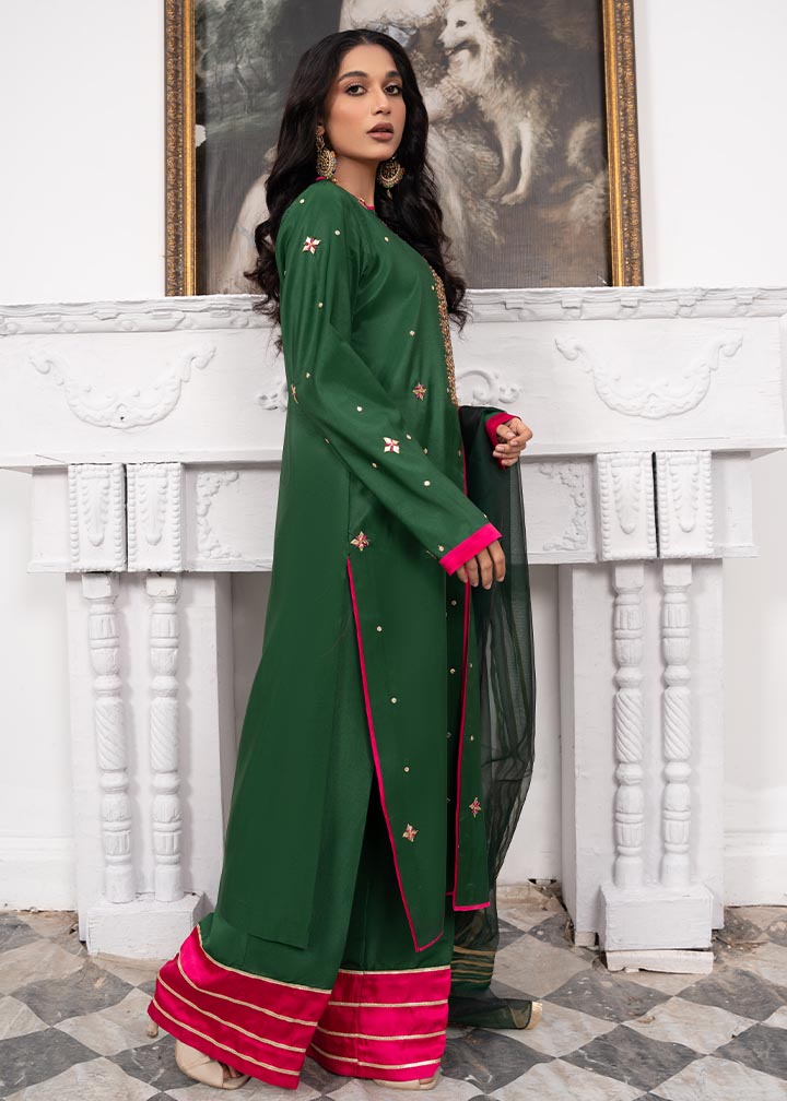 Bottle Green Silk Festive Wear Salwar Kameez Online in Dubai UAE Abudhabi Ajman Sharjah