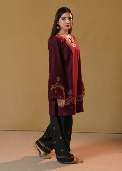 Bottle Green Slub Khaddar Pakistani Kurta Set Online in KSA Riyadh Saudi Arabia Oman Bahrain Qatar