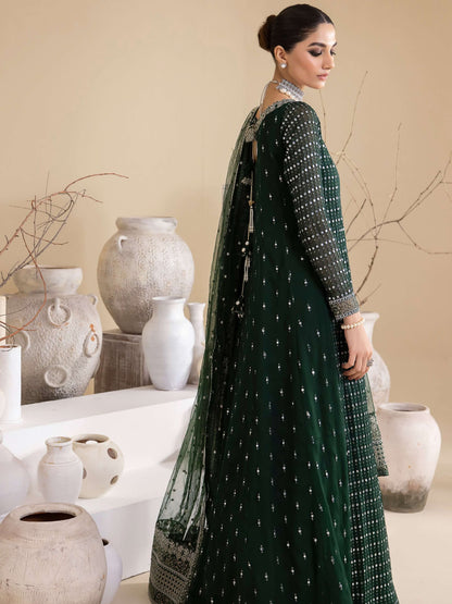 Bottle Green Pure Chiffon Anarkali