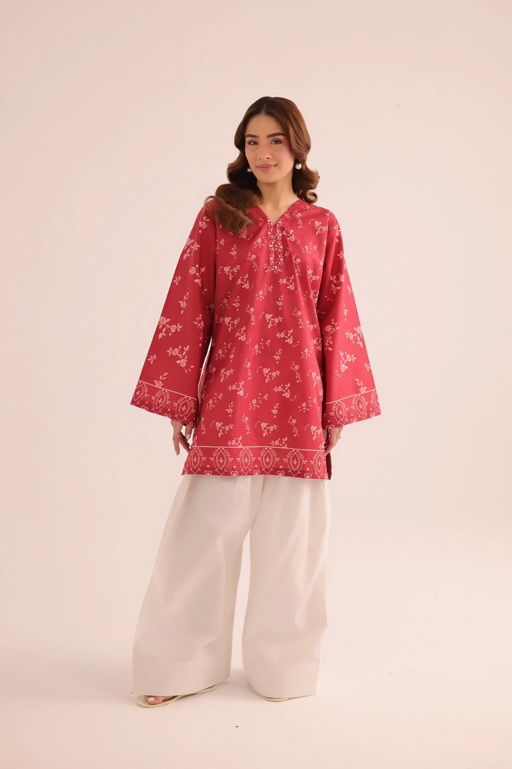 Brick Red Poly Lawn Unstitched Suit Online in Dubai UAE Abudhabi Ajman Sharjah