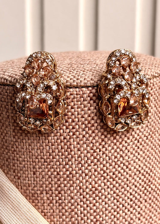 Bridal Champagne Jewellery Set with Stone Work Online in KSA Riyadh Saudi Arabia Oman Bahrain Qatar