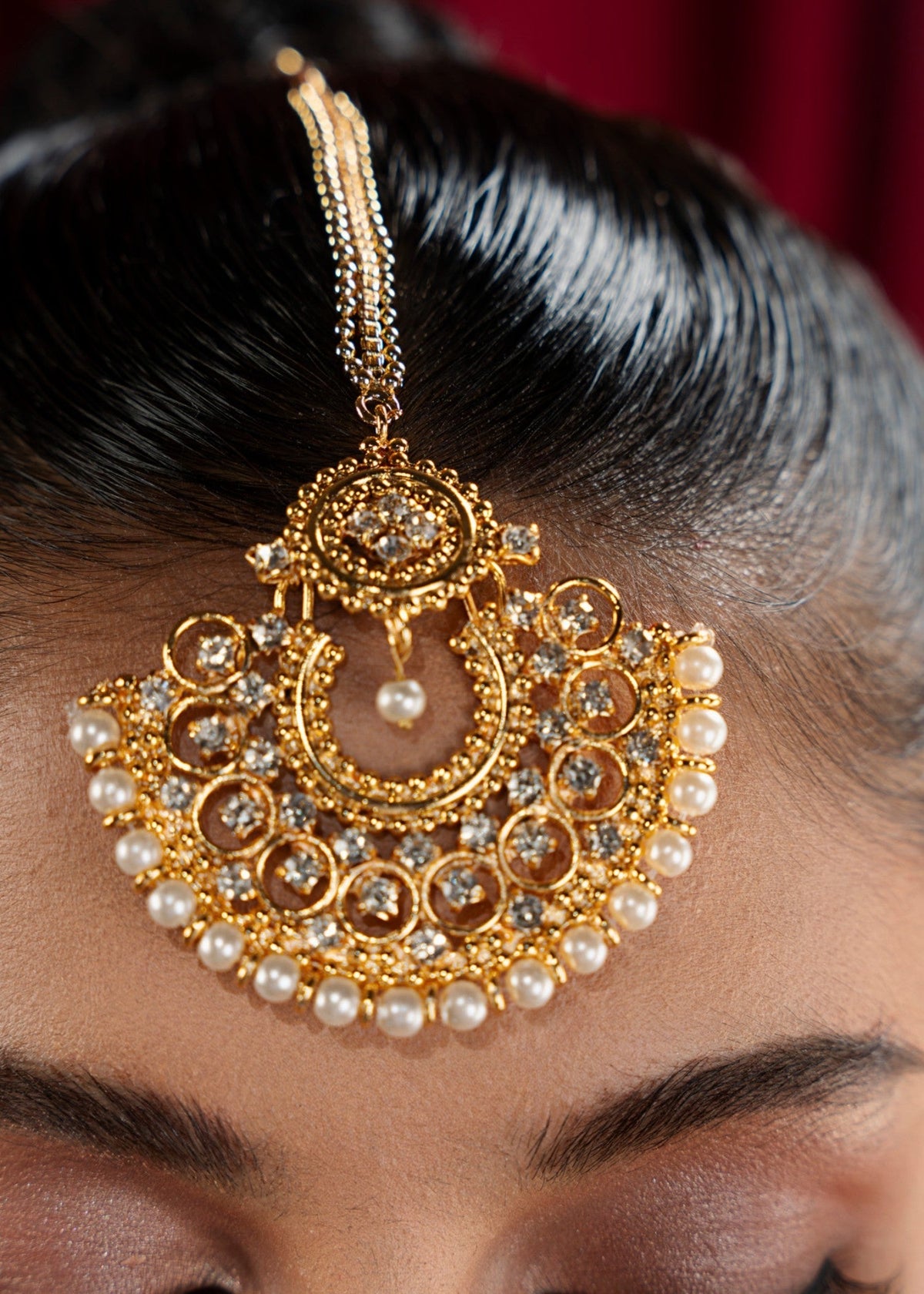 Bridal Gold Necklace Set with Manjoos Work Online in KSA Riyadh Saudi Arabia Oman Bahrain Qatar