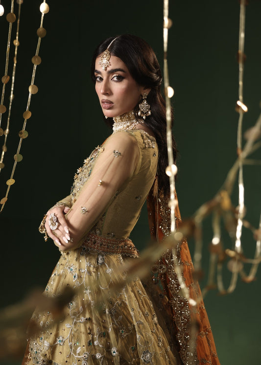 Bridal Gold Net Lehenga with Dupatta Online in Sri Lanka India Australia