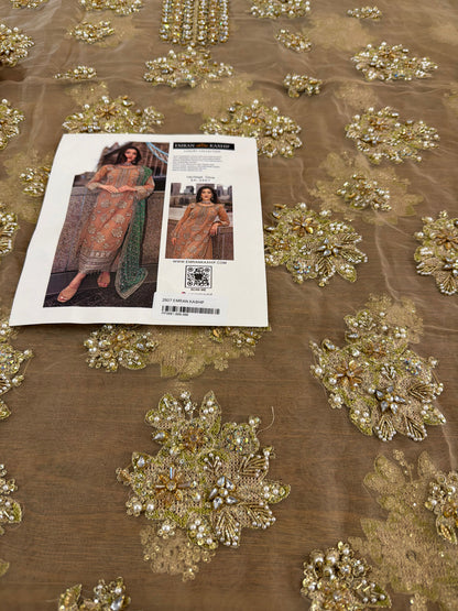 Bridal Golden-Beige Chiffon Pakistani Suit Online in Sri Lanka India Australia