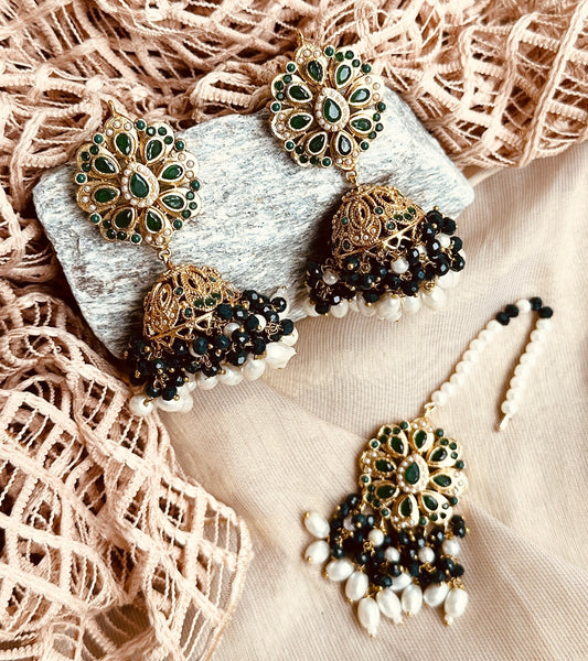Bridal Green Choker Necklace Set Online in KSA Riyadh Saudi Arabia Oman Bahrain Qatar