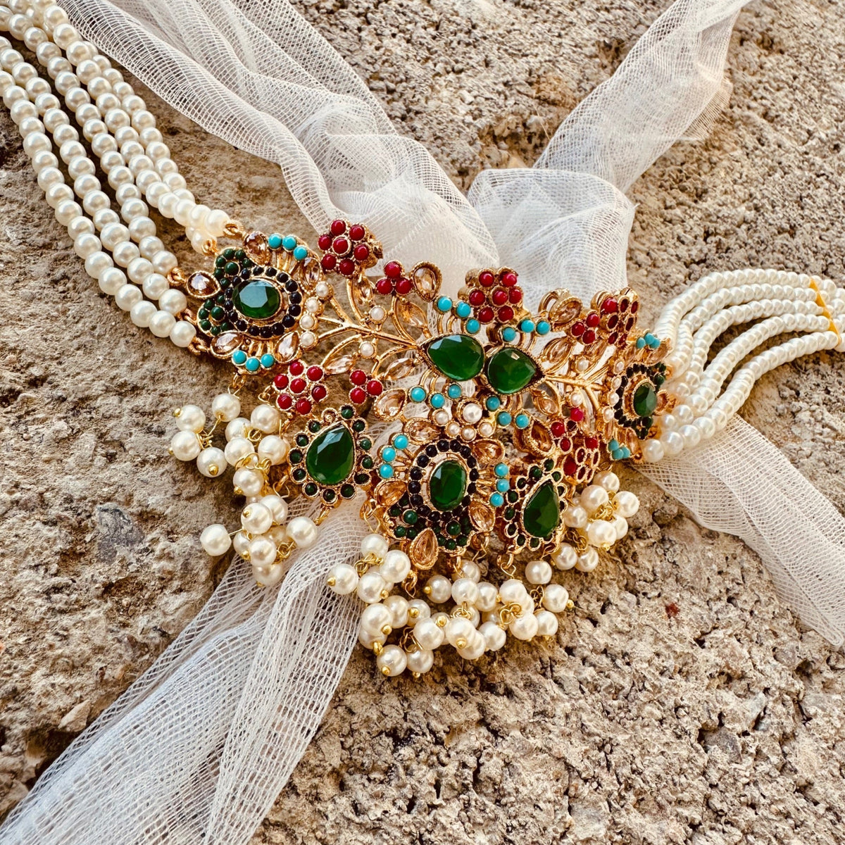 Bridal Kundan Style Choker Jewellery Set for Weddings Online in KSA Riyadh Saudi Arabia Oman Bahrain Qatar
