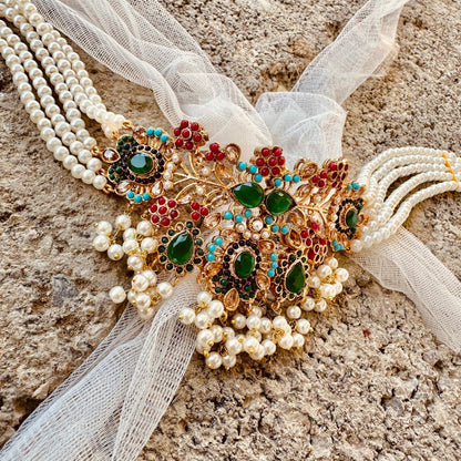 Bridal Kundan Style Choker Jewellery Set for Weddings Online in KSA Riyadh Saudi Arabia Oman Bahrain Qatar