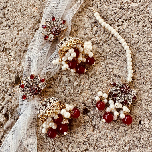 Bridal Maroon Jewellery Set Choker Necklace Online in UK USA Canada