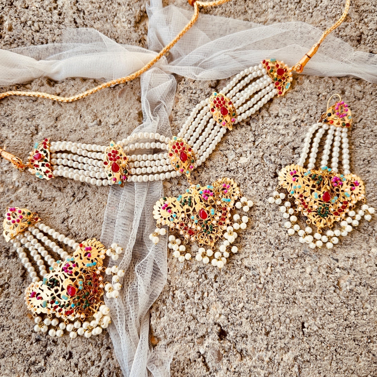 Bridal Multi Color Gold Plated Jewelry Set Online in UK USA Canada