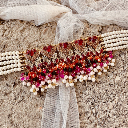 Bridal Naulakha Choker Multi Colour Online in UK USA Canada