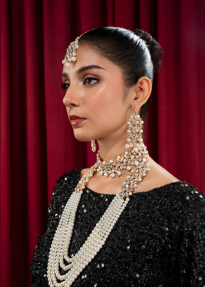 Bridal Pearl Choker Earrings Tikka Set Online in KSA Riyadh Saudi Arabia Oman Bahrain Qatar