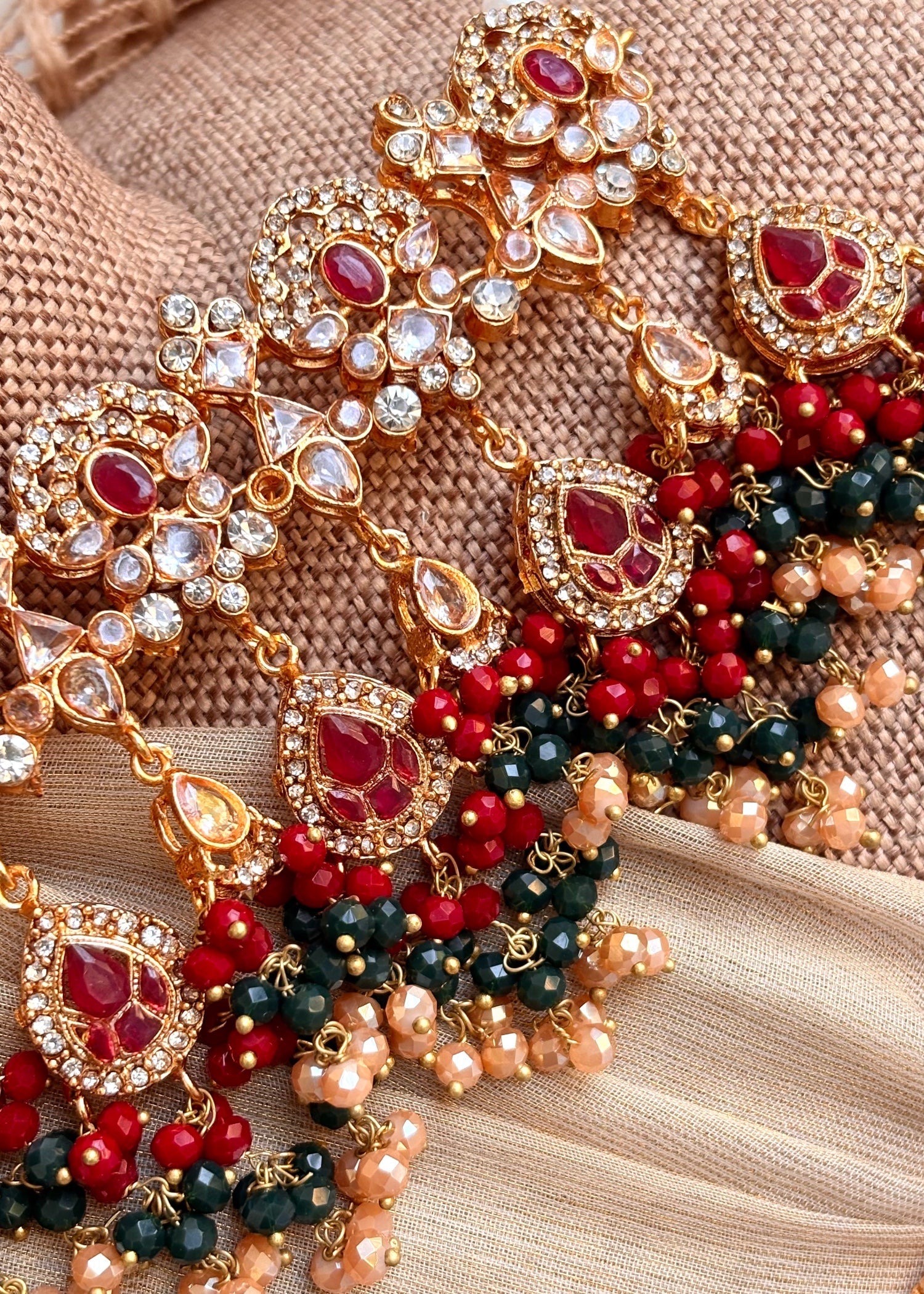 Bridal Red Green Metal Choker Jewellery Online in UK USA Canada