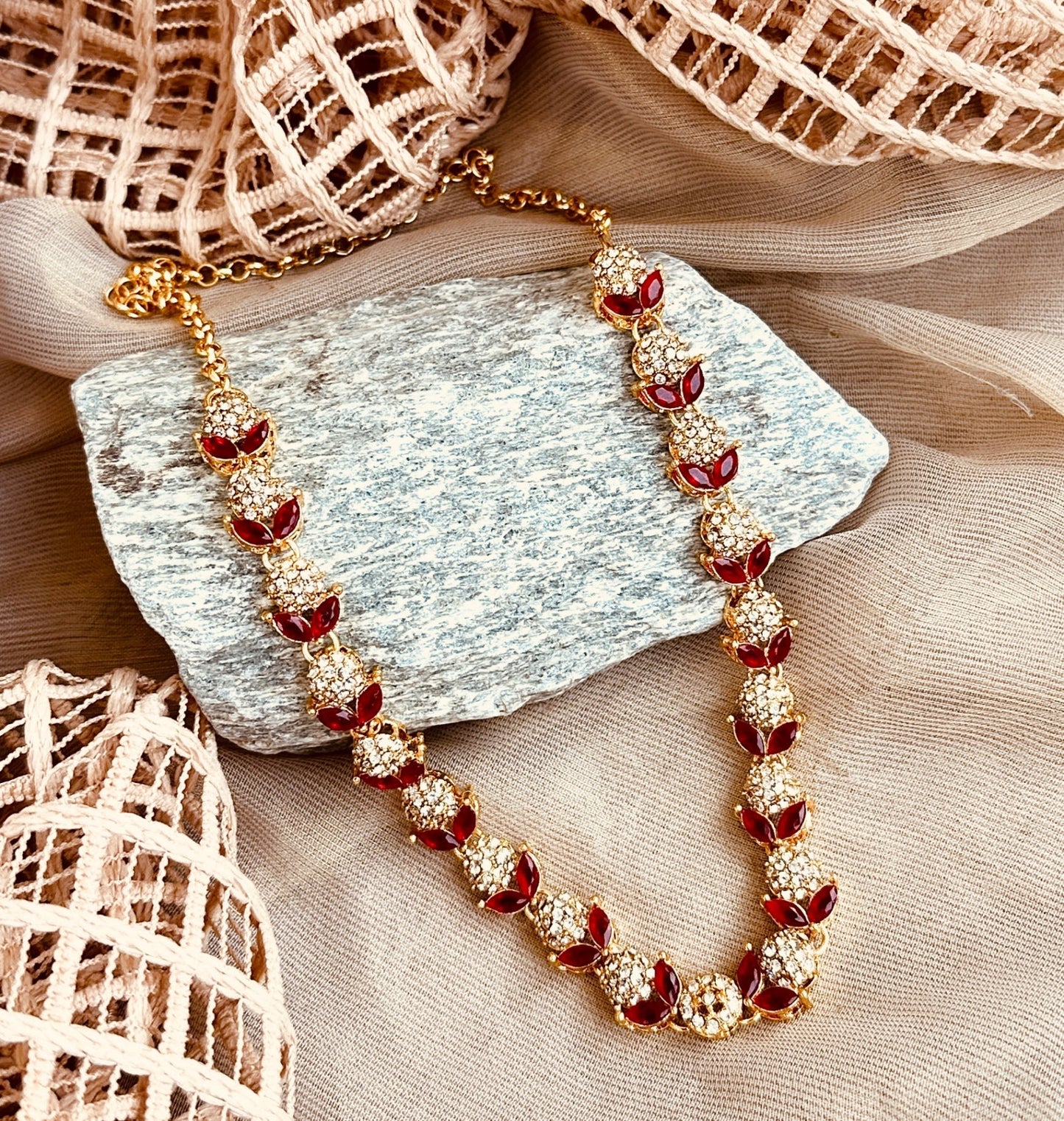 Bridal Red Jewellery Set for Festive Occasions Online in KSA Riyadh Saudi Arabia Oman Bahrain Qatar