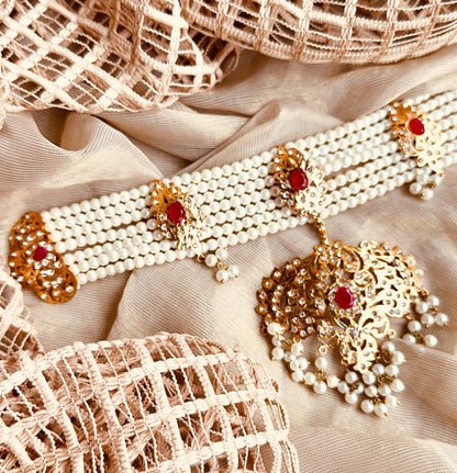 Bridal Ruby Choker Necklace Online in KSA Riyadh Saudi Arabia Oman Bahrain Qatar