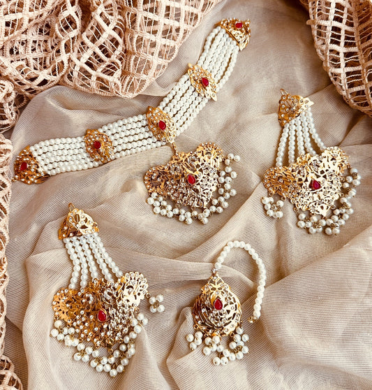 Bridal Ruby Red Jewellery Set Gold Plated Online in UK USA Canada