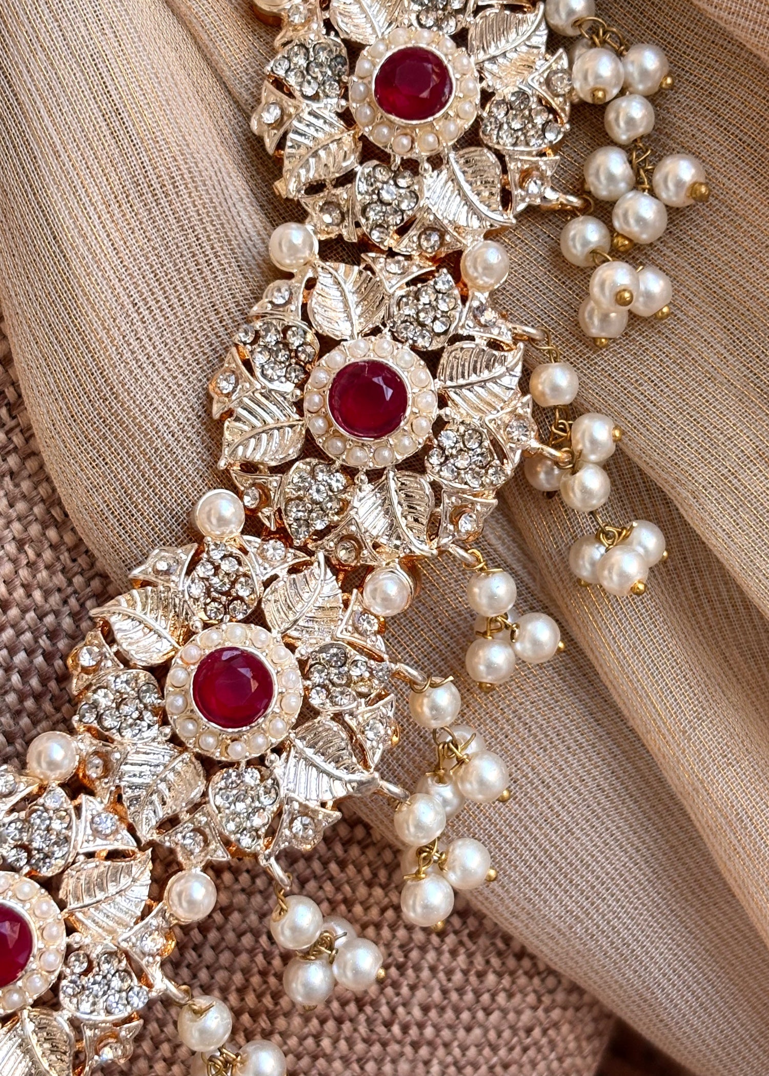 Bridal Ruby Red Jewellery Set Online in KSA Riyadh Saudi Arabia Oman Bahrain Qatar