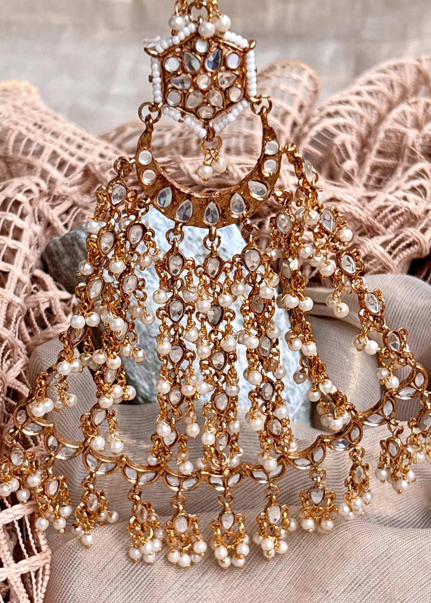 Bridal White Gold Plated Hair Jewelry Online in KSA Riyadh Saudi Arabia Oman Bahrain Qatar