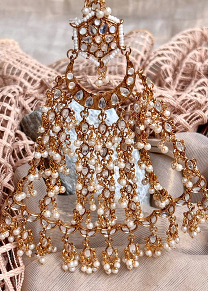 Bridal White Gold Plated Hair Jewelry Online in KSA Riyadh Saudi Arabia Oman Bahrain Qatar