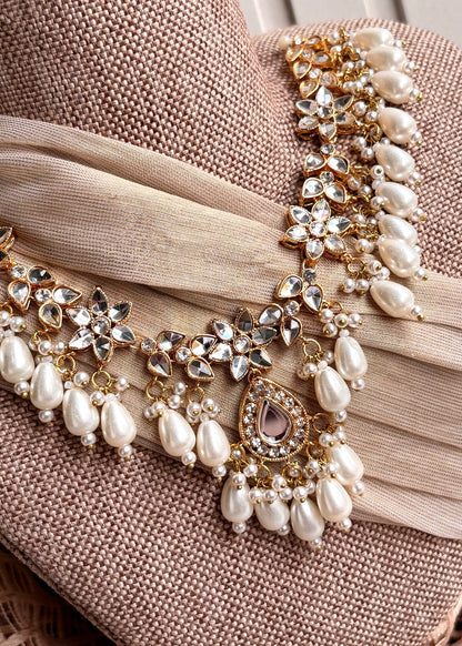 Bridal White Kundan Jewellery Set Online in KSA Riyadh Saudi Arabia Oman Bahrain Qatar