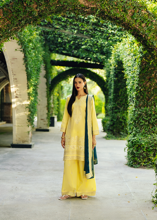 Bright Lemon Pakistani Designer Lawn Salwar Kameez Online in KSA Riyadh Saudi Arabia Oman Bahrain Qatar
