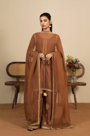 Bronze Orange Embroidered Cotton Festive Suit Online in Dubai UAE Abudhabi Ajman Sharjah