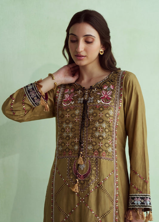 Brown Cotton Kurta Suit Online in Sri Lanka India Australia