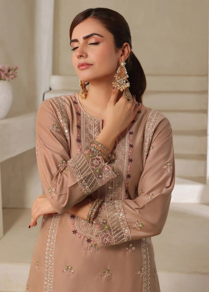 Brown Embroidered Cotton Kurta Set Online in UK USA Canada