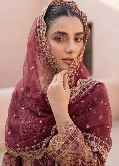 Brown Embroidered Lawn Party Wear Suit Online in Dubai UAE Abudhabi Ajman Sharjah