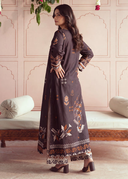 Brown Embroidered Lawn Salwar Kameez Online in KSA Riyadh Saudi Arabia Oman Bahrain Qatar