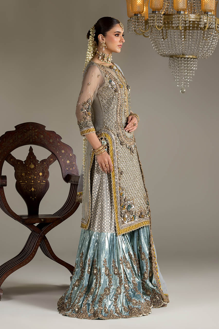 Brown Kora Dabka Mukesh Mesuri Sharara Online in Sri Lanka India Australia