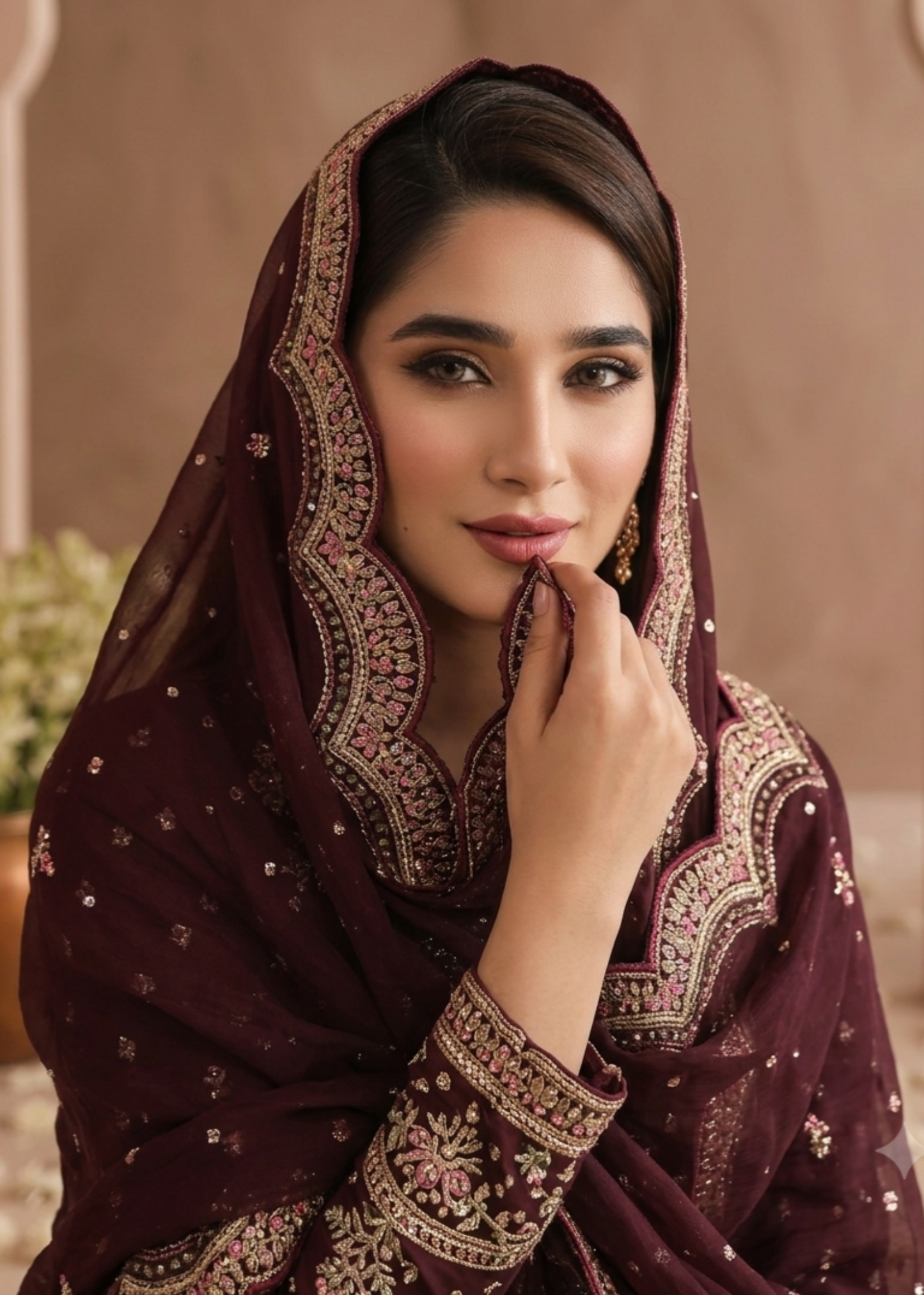 Brown Raw Silk Chiffon Maxi Outfit Online in Dubai DXB UAE Abudhabi Meena Bazaar